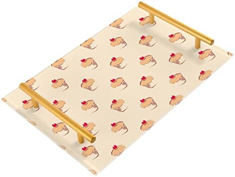 Bandeja de bandeja decorativa de banheiro de acrílico de Dallonan com alças de ouro para cupcakes de organizador de cozinha Muffin