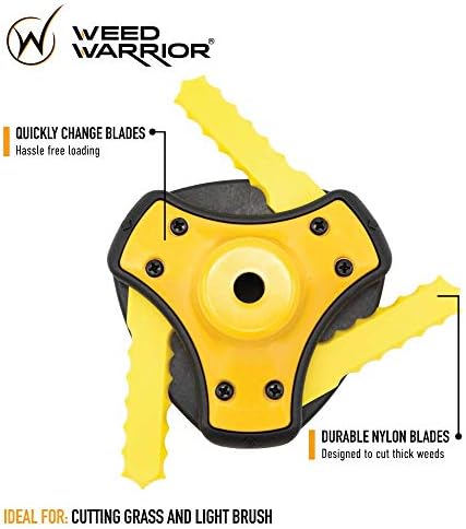 Weed Warrior Push-N-Load 3-Blade Trimmer Head Acessório, Fit Universal