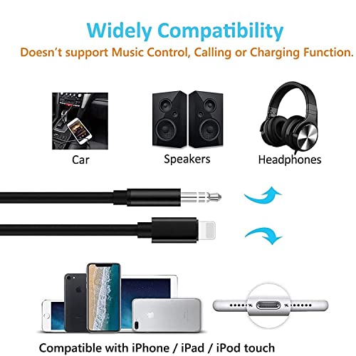 Aux Cord for iPhone, Lightning to 3,5mm Cabo de áudio de 3,3 pés [Apple MFI Certified] Iphone Aux Cord para carro estéreo/fone