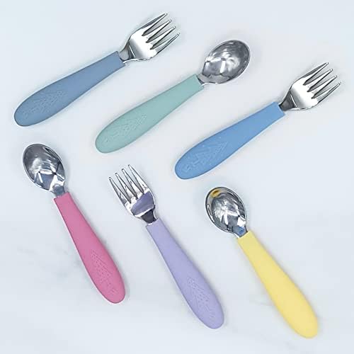 Elk and Friends Kids Salheres com alça de silicone | Falhe de Childrens Seguro | Utensílios de criança | Spoons de bebê