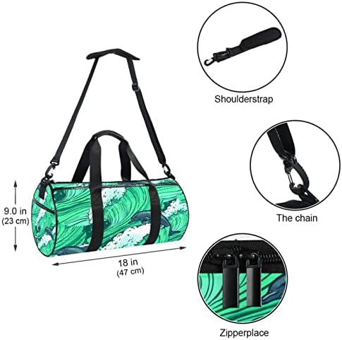 Mamacool Dolphin Surfing Duffel ombro Bolsa de transmissão Bolsa de viagem para ginástica Sports Dance Travel Weekender