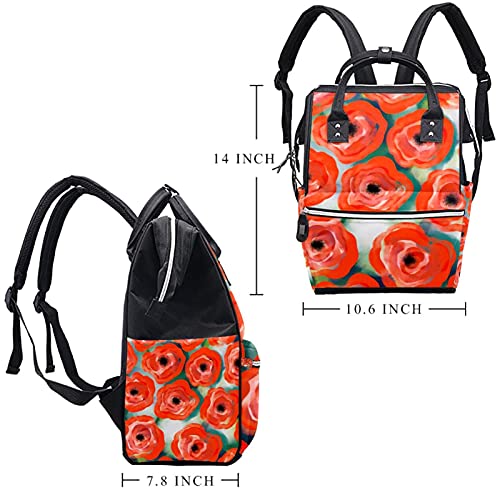 Flores Bolsas de fraldas de fraldas de papoula de aquarela mochila de mochila de mamã