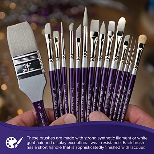 Silver Brush Limited SK-8111S Silk Silk 88 Mini-Mop Brushes, Brushes de Artista para Acrílico, Aquarela, Guache e Escovas de Arte