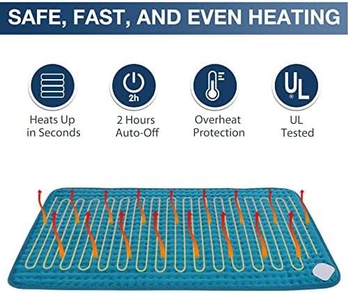 Almofada de aquecimento daililife, 17 x33 cobertor elétrico UL certificado com proteção de superaquecimento | 6 Configurações