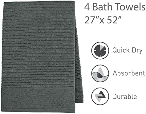 Toalhas de banho frescas tridente, toalhas de banheiro de 4 peças, algodão rico, altamente absorvente, toalhas de