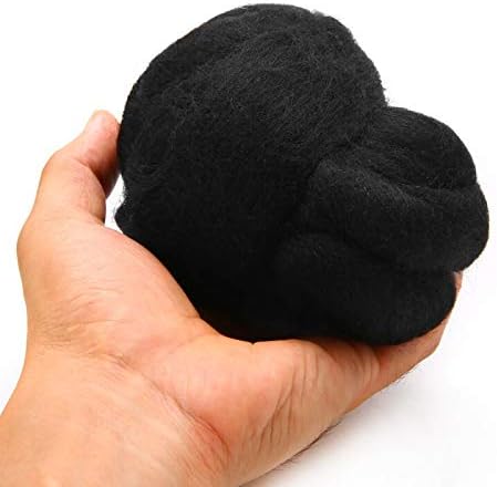 Sspent Yarn 50g Black tingido de lã Tops roving Fibra de lã para presentes de feltro de agulha DIY decoração de natal
