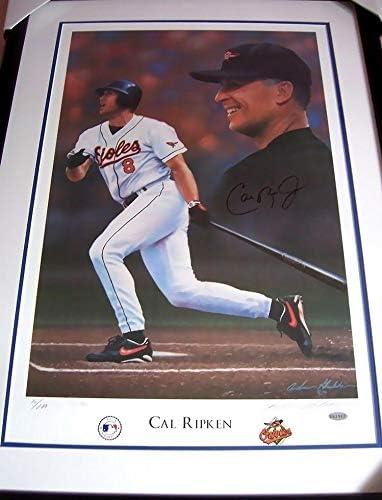 Cal Ripken assinado autografado automático orioles litograph litho emoldurado /800 steiner - arte MLB autografada