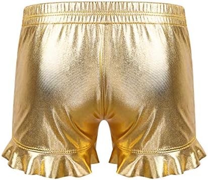 FESHOW Girls Shiny Metallic Gymnastic Dance Short