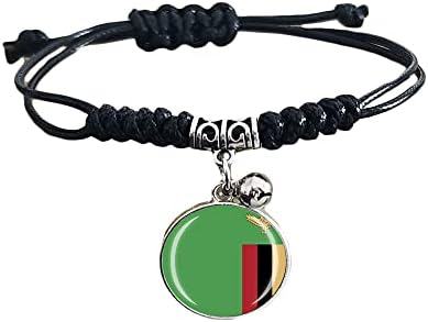 Bandeira da Zâmbia Bracelete trançada na cadeia de nylon ajustável Cristal de pulseira lembra