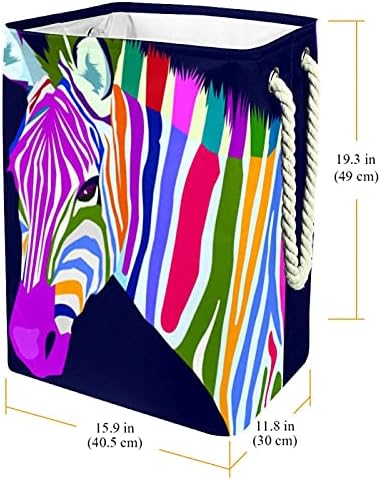 Indicultor colorido estilo de arte de zebra grande cesto de roupa prejudicial à prova d'água de roupas presas para roupas para o organizador