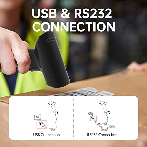 Scanner de código de barras, scanner de código de barras com fio USB, 1d 2d Código QR Scanner portátil, plugue e reproduza