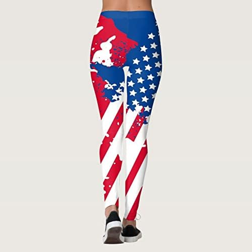 Ruiruilico Independence Day Leggings for Women Women Tummy Control Yoga Workout Calça 4 de julho dos EUA Flag de meia