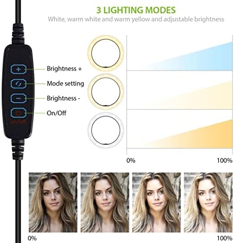 Anel de selfie brilhante Tri-Color Light Compatível com seu Samsung SM-P607TZKETMB 10 polegadas com remoto para transmissão