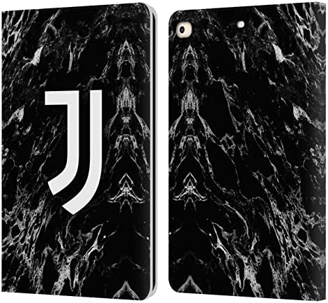 Caixa de cabeça designs licenciados oficialmente o clube de futebol da Juventus Black Marble Leather Livro da carteira de capa compatível