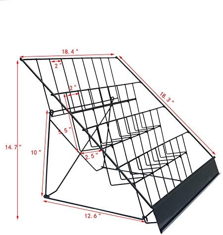 FixtUledIsplays® 4 camadas de 18 Exibir rack de brechas Revista Stand Stand Book Rack, 2,5 prateleiras abertas profundas 11936-2black-2d