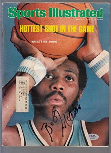 Bob McAdoo assinou 1976 Sports Illustrated 3/8 autografado Aba Buffalo PSA/DNA - Revistas da NBA autografadas