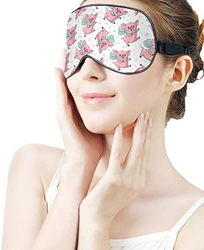Porcos de desenho animado fofos máscara de olho sono de olhos vendados com blocos de cinta ajustável Blinder leve para viagem