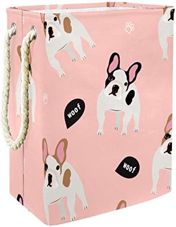 Carto -cartoon French Bulldog 300D Oxford PVC Roupas à prova d'água cesto de lavanderia grande para cobertores Toys de roupas no