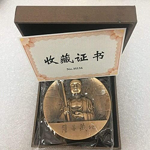 大 铜章 收藏者 协会 China 80mm Medalha de latão budista Ksitigarbha bodhisattva da medalha de montanha de Jiuhua