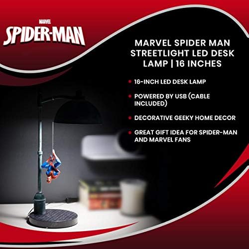 UKONIC Marvel Spider Man Streetlight LED HOOGE LUZ DE TRABALHA DE TRABALHA | Luz noturna de super -herói | 16 polegadas