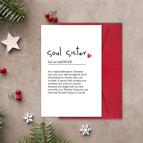Joukfun Soul Sister Definition Card, Cartão de Aniversário da Amizade, Cartão de Irmão Engraçado, Cartão de Aniversário