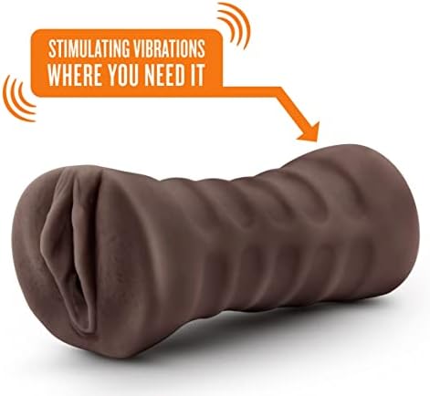 Blush chocolate quente brianna uma velocidade vibratória aberta de ponta realista com nervuras ribaladas Stroker - AAA