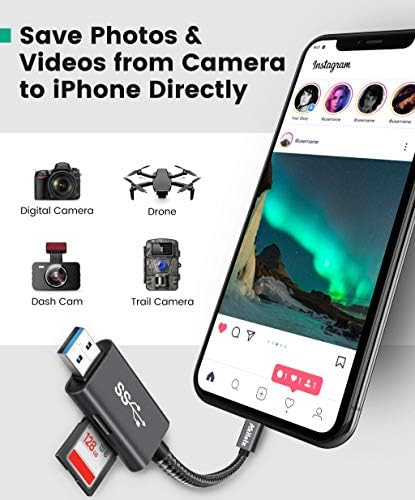 SD Card Reader para iPhone iPad, ADAPTOR DE LEITOR DE CARTÃO DE CARTÃO AKHOLZ SD LEITOR DE CARTÃO SD para SD Micro SD, USB3 SD