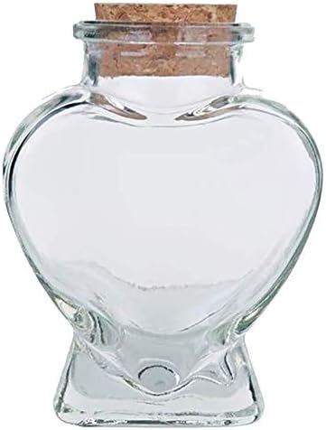 Jarra de vidro em forma de coração garrafa com cortiça, 3-1/4 polegadas