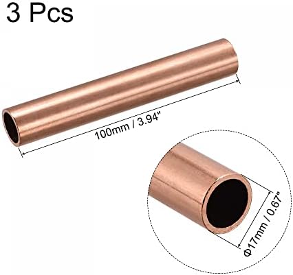 tubo redondo de cobre uxcell 17 mm od 1,5 mm espessura da parede de 100 mm de comprimento tubo de tubo 3 pcs