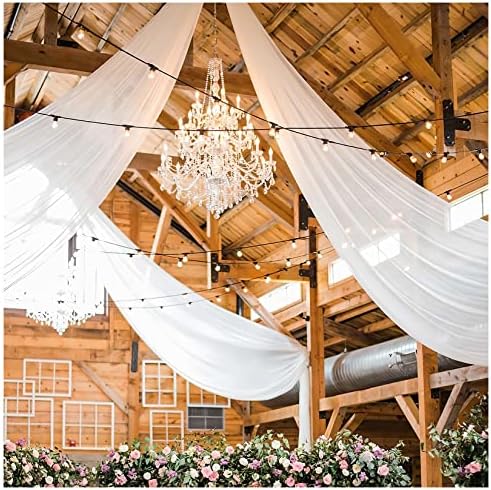 Cortinas de teto de casamento 2 painéis 5ftx20ft extra longa de chiffon drapery drapear cortinas de cortinas para decoração