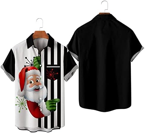 XXBR Christmas Button Down Down para homens de manga curta engraçada Xmas Papai Noel