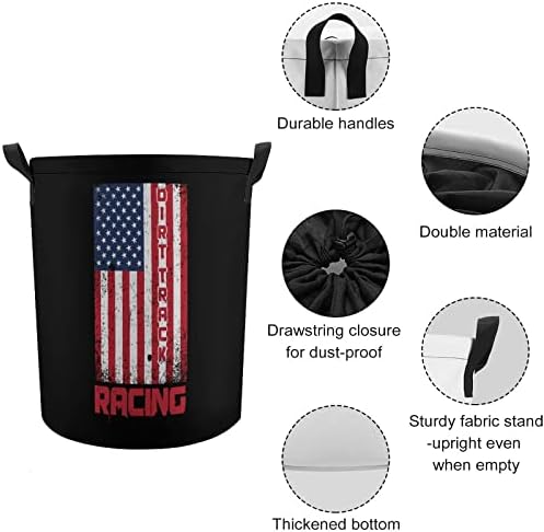 DirtTrack Racing American Fland Laundry Horty Treating Storage Storage Laundry Basket Large Toy Organizer Basket