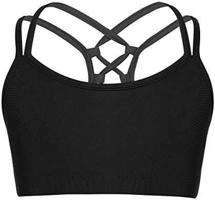 Moily Kids Girls Cirss Cross Back Crop Top Gymnastics Dance Workout Sports Suting Top Top