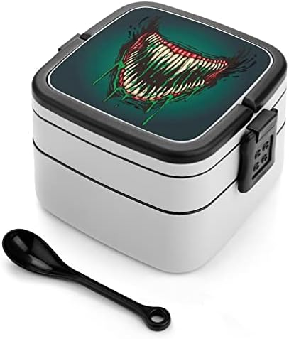 Jaw presa do mal, com pingando lancheira venenosa caixa de camada dupla portátil Bento Box de grande capacidade para almoço recipiente