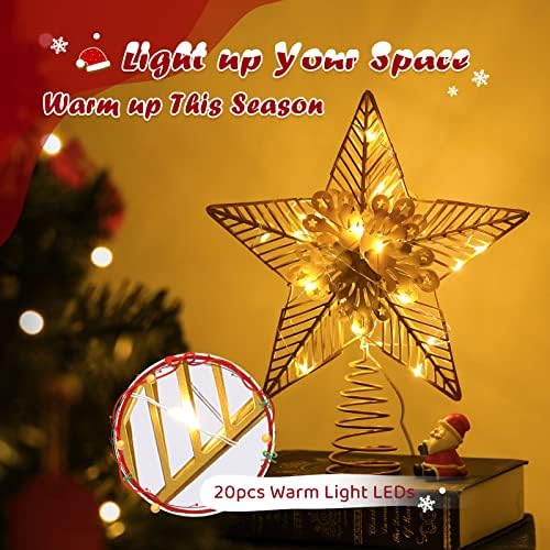 Roylvan Star Tree Tree Light para o Natal, 20 LED LED CHOLO HOLO TRAVENDO PADRÃO DE FLORES DE FLOR