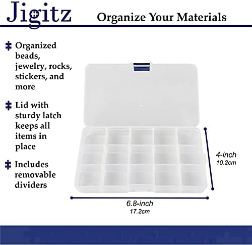 Caixa de organizador de jóias de jóias de Jigitz, 8pk - 15 caixa de organizador de plástico do compartimento com recipiente de grade