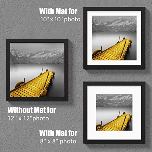 12x12 quadros de imagens Black Mold Wood Display Pictures 10x10 ou 8x8 com tapete ou 12x12 sem tape