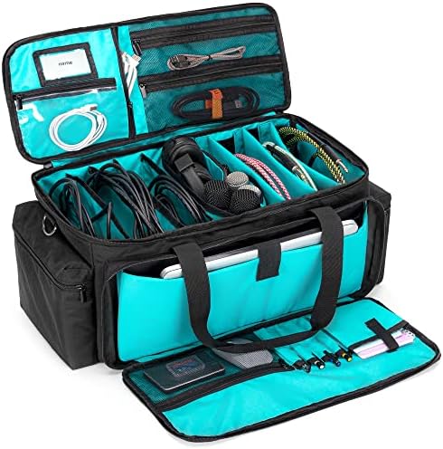 Lodrid Cable File Gig Bag com inferior acolchoado e divisores acolchoados, saco de arame DJ para laptop de 14 ”, equipamento