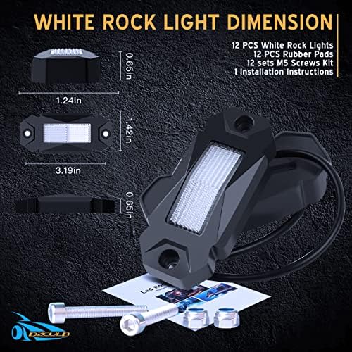 Dzculb White LED Rock Lights 12pcs para caminhões LED NEON Luz de pulse