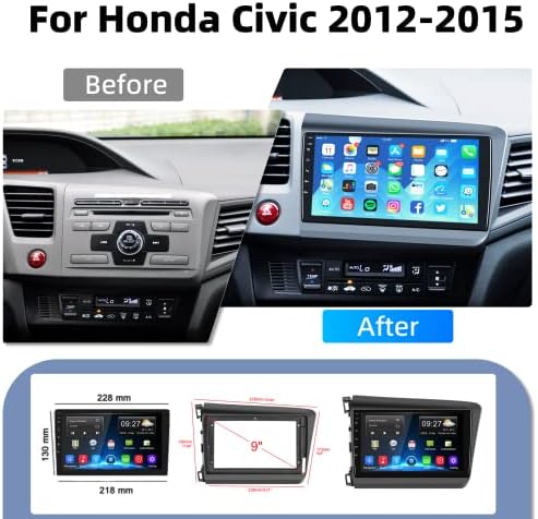 2G+32G Android Car Stéreo para Honda Civic 2012 2013 2014 2015 com navegação por GPS, Podofo 9 polegadas Tela de toque Android Radio