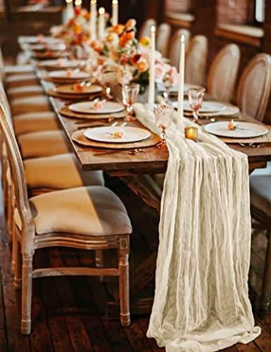 PesonLlook Cheesecloth Table Runner, Galze Beige Table Runner 35 x120 Long Table Runner, Cheesecloth Boho Table Runner para Casamento