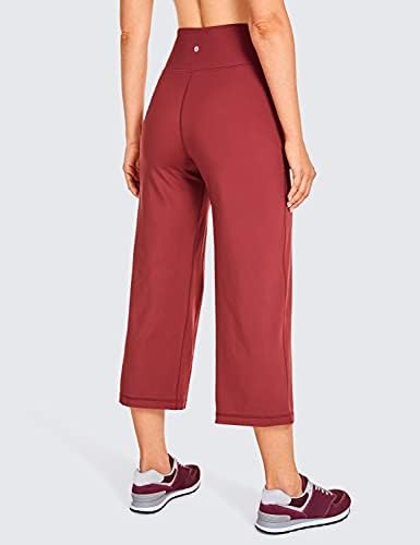 Calça de perna larga de Crz Yoga Women Capri com bolsos calças de salão de cintura alta - Naked Sentir