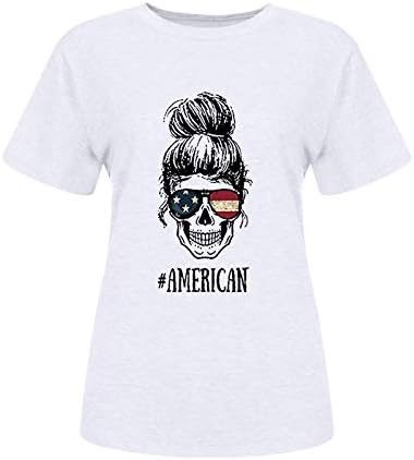 Camisas patrióticas para mulheres, camisetas de bandeira dos EUA, tops de verão casuais camisetas de manga curta listras