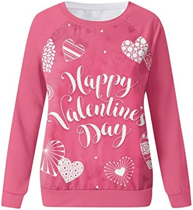 Womens Love Heart Sweatshirt Gráfico de manga longa Love Letra de coração Impressão Sorto de moletom Tops Blouse