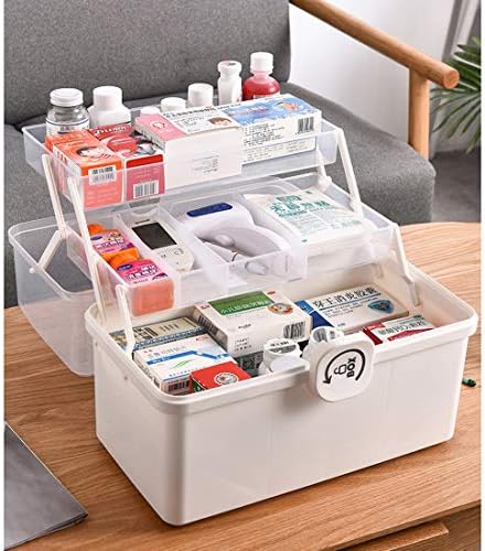 Dittzz boîte à farmacie, 3 couche boîte à médicament boîte de premiers secours boîte de ragum, 34 x 19 x 22,5cm