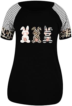 Camisas de páscoa de coelho listrado de leopardo floral feminino