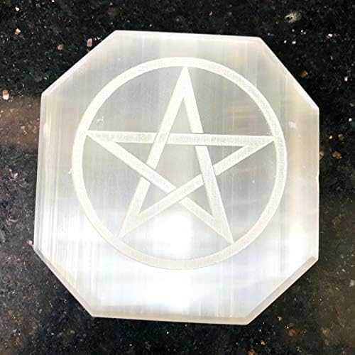 Crystalmiracle Selenite 3 Merkaba gravada placa de carregamento Cristal cura reiki feng shui metafísico gemstone presente positivo