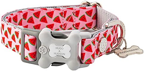 Hugo & Hudson Fabric Nylon Dog Collar com clipe de segurança de liberação rápida - colar de estimação acolchoado macio e confortável