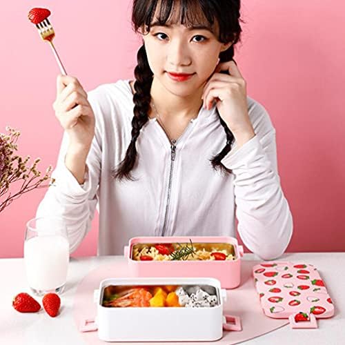 Solustre Kids Bento Box Bento Box Fruit Strawberry Japanese de estilo asiático Prep recipientes para trabalho em casa Trabalho