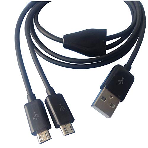 Lysee Power Cables - 1m de 3ft Micro USB Splitter Cable Power 2 Micro USB Dispositivos de uma só vez